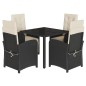 vidaXL 5-tlg. Garten-Essgruppe mit Kissen Schwarz Poly Rattan vidaXL 5-tlg. Garten-Essgruppe mit Kissen Schwarz Poly Rattan