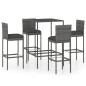 5-tlg. Gartenbar-Set mit Kissen Poly Rattan Grau 5-tlg. Gartenbar-Set mit Kissen Poly Rattan Grau