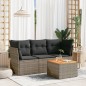 vidaXL 4-tlg. Garten-Sofagarnitur mit Kissen Grau Poly Rattan