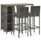 5-tlg. Gartenbar-Set mit Kissen Poly Rattan Grau 5-tlg. Gartenbar-Set mit Kissen Poly Rattan Grau