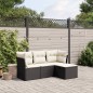 vidaXL 4-tlg. Garten-Sofagarnitur mit Kissen Schwarz Poly Rattan vidaXL 4-tlg. Garten-Sofagarnitur mit Kissen Schwarz Poly Rattan