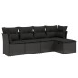vidaXL 5-tlg. Garten-Sofagarnitur mit Kissen Schwarz Poly Rattan vidaXL 5-tlg. Garten-Sofagarnitur mit Kissen Schwarz Poly Rattan