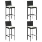 vidaXL 5-tlg. Gartenbar-Set mit Kissen Poly Rattan Schwarz vidaXL 5-tlg. Gartenbar-Set mit Kissen Poly Rattan Schwarz