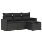 vidaXL 4-tlg. Garten-Sofagarnitur mit Kissen Schwarz Poly Rattan vidaXL 4-tlg. Garten-Sofagarnitur mit Kissen Schwarz Poly Rattan