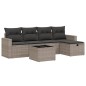 vidaXL 6-tlg. Garten-Sofagarnitur mit Kissen Grau Poly Rattan vidaXL 6-tlg. Garten-Sofagarnitur mit Kissen Grau Poly Rattan