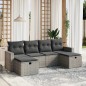 vidaXL 6-tlg. Garten-Sofagarnitur mit Kissen Grau Poly Rattan vidaXL 6-tlg. Garten-Sofagarnitur mit Kissen Grau Poly Rattan
