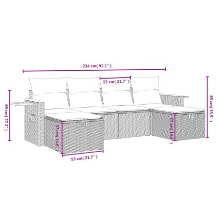 vidaXL 5-tlg. Garten-Sofagarnitur mit Kissen Schwarz Poly Rattan