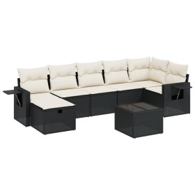 vidaXL 8-tlg. Garten-Sofagarnitur mit Kissen Schwarz Poly Rattan