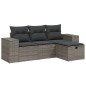 vidaXL 4-tlg. Garten-Sofagarnitur mit Kissen Grau Poly Rattan