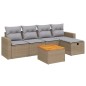 vidaXL 6-tlg. Garten-Sofagarnitur mit Kissen Beige Poly Rattan vidaXL 6-tlg. Garten-Sofagarnitur mit Kissen Beige Poly Rattan