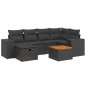vidaXL 7-tlg. Garten-Sofagarnitur mit Kissen Schwarz Poly Rattan
