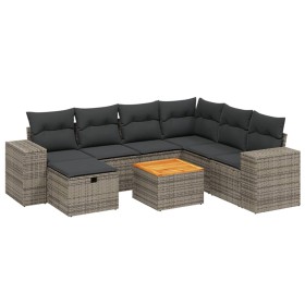 vidaXL 8-tlg. Garten-Sofagarnitur mit Kissen Grau Poly Rattan