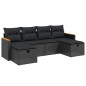 vidaXL 6-tlg. Garten-Sofagarnitur mit Kissen Schwarz Poly Rattan vidaXL 6-tlg. Garten-Sofagarnitur mit Kissen Schwarz Poly Rattan