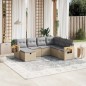 vidaXL 7-tlg. Garten-Sofagarnitur mit Kissen Beige Poly Rattan vidaXL 7-tlg. Garten-Sofagarnitur mit Kissen Beige Poly Rattan