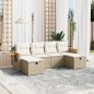 vidaXL 6-tlg. Garten-Sofagarnitur mit Kissen Beige Poly Rattan vidaXL 6-tlg. Garten-Sofagarnitur mit Kissen Beige Poly Rattan
