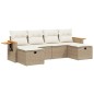 vidaXL 6-tlg. Garten-Sofagarnitur mit Kissen Beige Poly Rattan vidaXL 6-tlg. Garten-Sofagarnitur mit Kissen Beige Poly Rattan