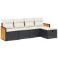 vidaXL 5-tlg. Garten-Sofagarnitur mit Kissen Schwarz Poly Rattan vidaXL 5-tlg. Garten-Sofagarnitur mit Kissen Schwarz Poly Rattan