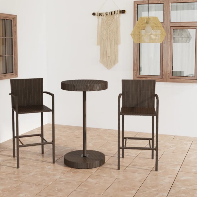 3-tlg. Gartenbar-Set Poly Rattan Braun 3-tlg. Gartenbar-Set Poly Rattan Braun