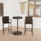3-tlg. Gartenbar-Set Poly Rattan Braun 3-tlg. Gartenbar-Set Poly Rattan Braun