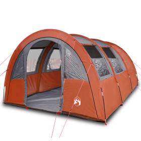vidaXL Tunnelzelt 4 Personen Grau und Orange Wasserdicht
