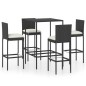 5-tlg. Gartenbar-Set mit Kissen Poly Rattan Schwarz 5-tlg. Gartenbar-Set mit Kissen Poly Rattan Schwarz