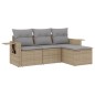 vidaXL 4-tlg. Garten-Sofagarnitur mit Kissen Beige Poly Rattan vidaXL 4-tlg. Garten-Sofagarnitur mit Kissen Beige Poly Rattan