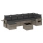 vidaXL 8-tlg. Garten-Sofagarnitur mit Kissen Grau Poly Rattan vidaXL 8-tlg. Garten-Sofagarnitur mit Kissen Grau Poly Rattan