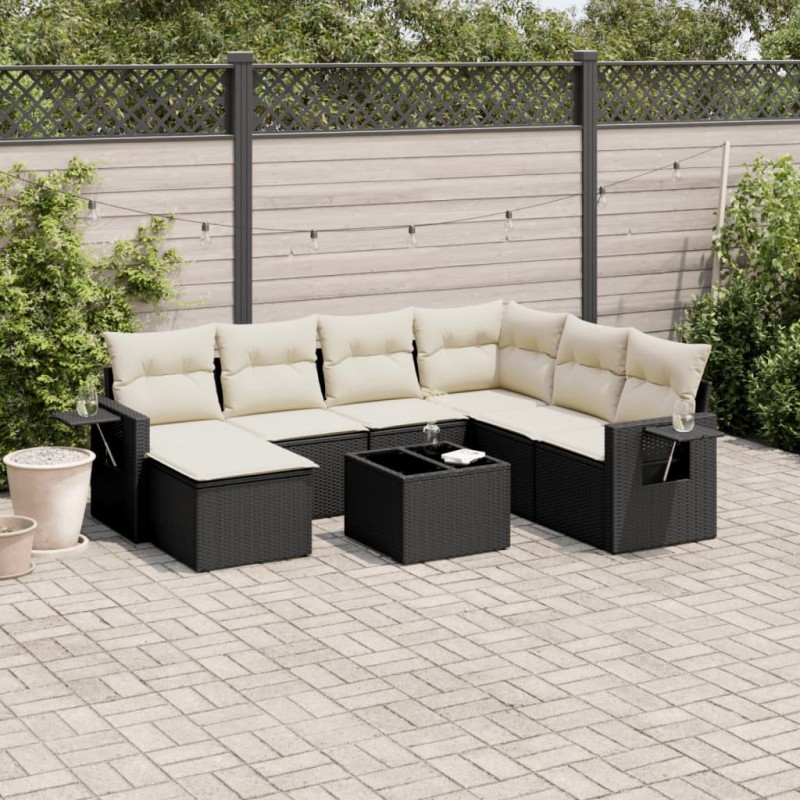 vidaXL 8-tlg. Garten-Sofagarnitur mit Kissen Schwarz Poly Rattan vidaXL 8-tlg. Garten-Sofagarnitur mit Kissen Schwarz Poly Rattan