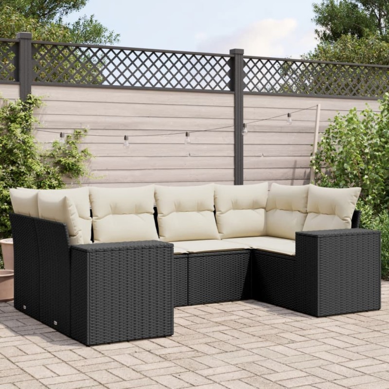 vidaXL 6-tlg. Garten-Sofagarnitur mit Kissen Schwarz Poly Rattan vidaXL 6-tlg. Garten-Sofagarnitur mit Kissen Schwarz Poly Rattan