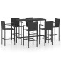 7-tlg. Gartenbar-Set Poly Rattan Schwarz 7-tlg. Gartenbar-Set Poly Rattan Schwarz