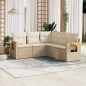 vidaXL 5-tlg. Garten-Sofagarnitur mit Kissen Beige Poly Rattan vidaXL 5-tlg. Garten-Sofagarnitur mit Kissen Beige Poly Rattan