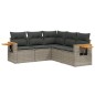 vidaXL 5-tlg. Garten-Sofagarnitur mit Kissen Grau Poly Rattan vidaXL 5-tlg. Garten-Sofagarnitur mit Kissen Grau Poly Rattan