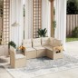 vidaXL 5-tlg. Garten-Sofagarnitur mit Kissen Beige Poly Rattan vidaXL 5-tlg. Garten-Sofagarnitur mit Kissen Beige Poly Rattan