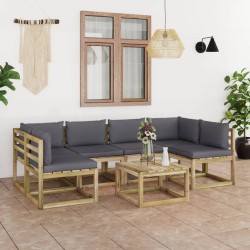 7-tlg. Garten-Lounge-Set mit Kissen Imprägniertes Kiefernholz