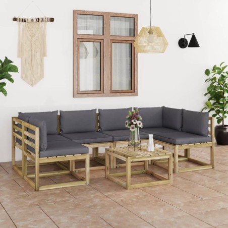 7-tlg. Garten-Lounge-Set mit Kissen Imprägniertes Kiefernholz