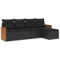 vidaXL 5-tlg. Garten-Sofagarnitur mit Kissen Schwarz Poly Rattan vidaXL 5-tlg. Garten-Sofagarnitur mit Kissen Schwarz Poly Rattan