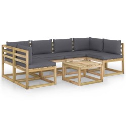 7-tlg. Garten-Lounge-Set mit Kissen Imprägniertes Kiefernholz