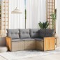vidaXL 4-tlg. Garten-Sofagarnitur mit Kissen Beige Poly Rattan vidaXL 4-tlg. Garten-Sofagarnitur mit Kissen Beige Poly Rattan