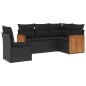 vidaXL 5-tlg. Garten-Sofagarnitur mit Kissen Schwarz Poly Rattan vidaXL 5-tlg. Garten-Sofagarnitur mit Kissen Schwarz Poly Rattan