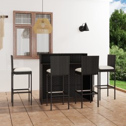 vidaXL 5-tlg. Gartenbar-Set mit Kissen Schwarz