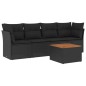 vidaXL 5-tlg. Garten-Sofagarnitur mit Kissen Schwarz Poly Rattan vidaXL 5-tlg. Garten-Sofagarnitur mit Kissen Schwarz Poly Rattan