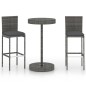 3-tlg. Gartenbar-Set mit Kissen Poly Rattan Grau 3-tlg. Gartenbar-Set mit Kissen Poly Rattan Grau