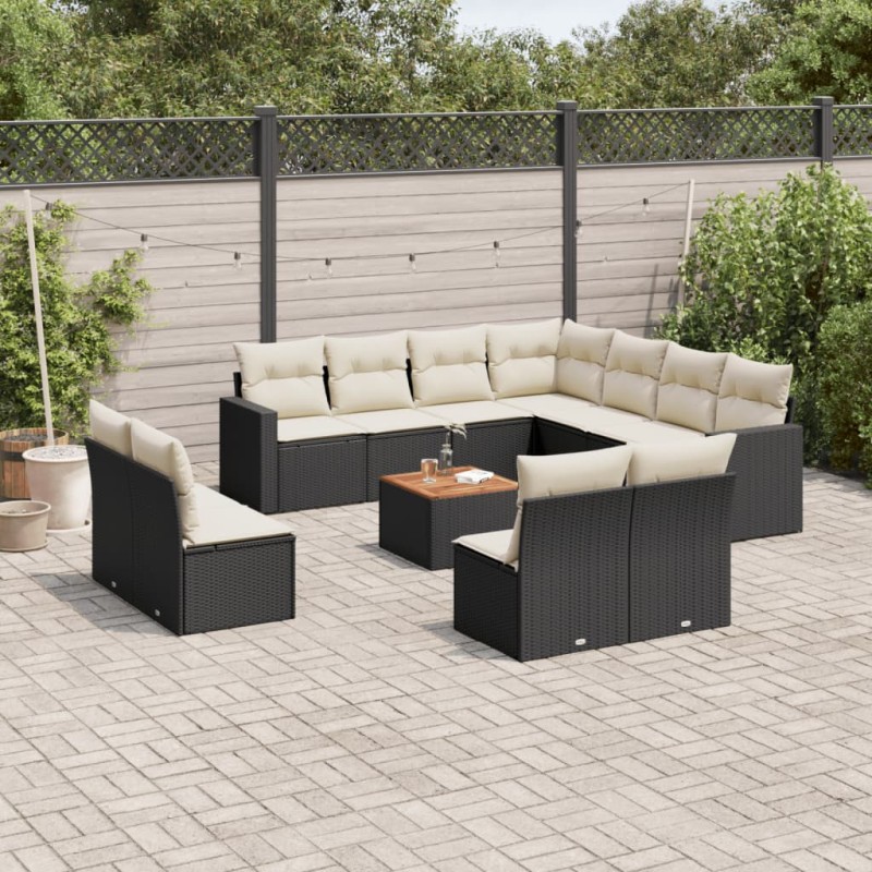 vidaXL 12-tlg. Garten-Sofagarnitur mit Kissen Schwarz Poly Rattan vidaXL 12-tlg. Garten-Sofagarnitur mit Kissen Schwarz Poly Rattan
