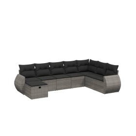vidaXL 8-tlg. Garten-Sofagarnitur mit Kissen Grau Poly Rattan