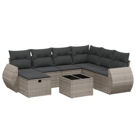 vidaXL 8-tlg. Garten-Sofagarnitur mit Kissen Grau Poly Rattan