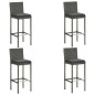 5-tlg. Gartenbar-Set mit Kissen Poly Rattan Grau 5-tlg. Gartenbar-Set mit Kissen Poly Rattan Grau