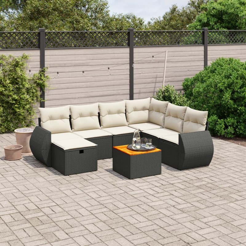 vidaXL 8-tlg. Garten-Sofagarnitur mit Kissen Schwarz Poly Rattan vidaXL 8-tlg. Garten-Sofagarnitur mit Kissen Schwarz Poly Rattan
