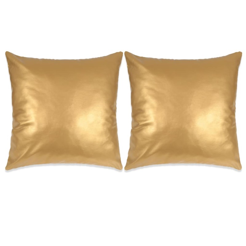 vidaXL Kissen-Set 2 Stk. PU 60 x 60 cm Golden vidaXL Kissen-Set 2 Stk. PU 60 x 60 cm Golden