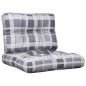 vidaXL Palettenkissen 2 Stk. Grau Karomuster Stoff vidaXL Palettenkissen 2 Stk. Grau Karomuster Stoff