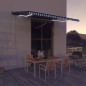 vidaXL Markise mit Windsensor & LED 500x300cm Blau und Weiß vidaXL Markise mit Windsensor & LED 500x300cm Blau und Weiß
